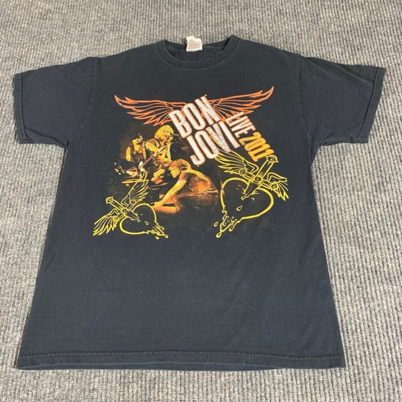 Fruit of the Loom T Shirt Adult Medium Black Bon Jovi Live 2011 Tour Tee Rock - Picture 1 of 12